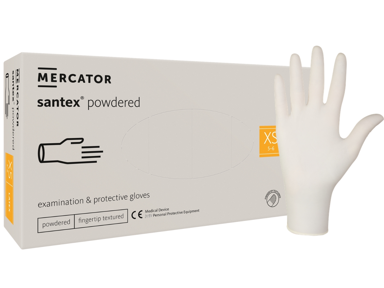 Rękawice Latex Santex XS Mercator Pudrowane Txt A100
